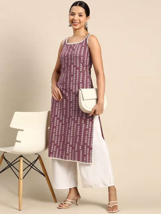 Women's Rayon Printed Straight Kurti With Pant Set - Image 3